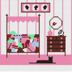 Charley Harper Needlepoint - Old Fashioned Bedroom